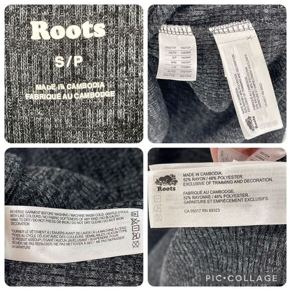 Roots Sleeveless Ribbed Knit Sheath Dress Knee Length Women Small Black Gray - Picture 8 of 9